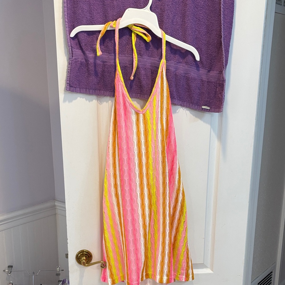 NWT Wild Fable Pink and Yellow Striped Swim Coverup